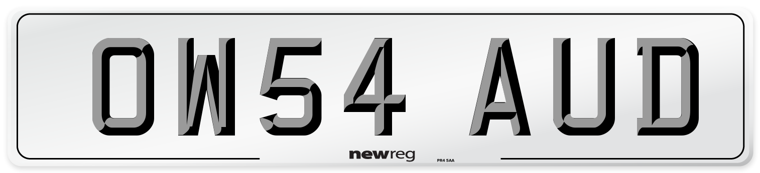OW54 AUD Number Plate from New Reg